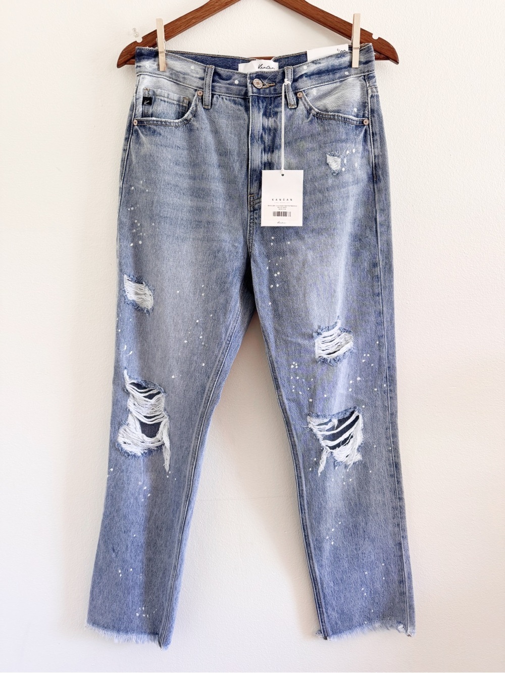 Kancan High Rise Slim Straight Paint Jeans NWT size 5